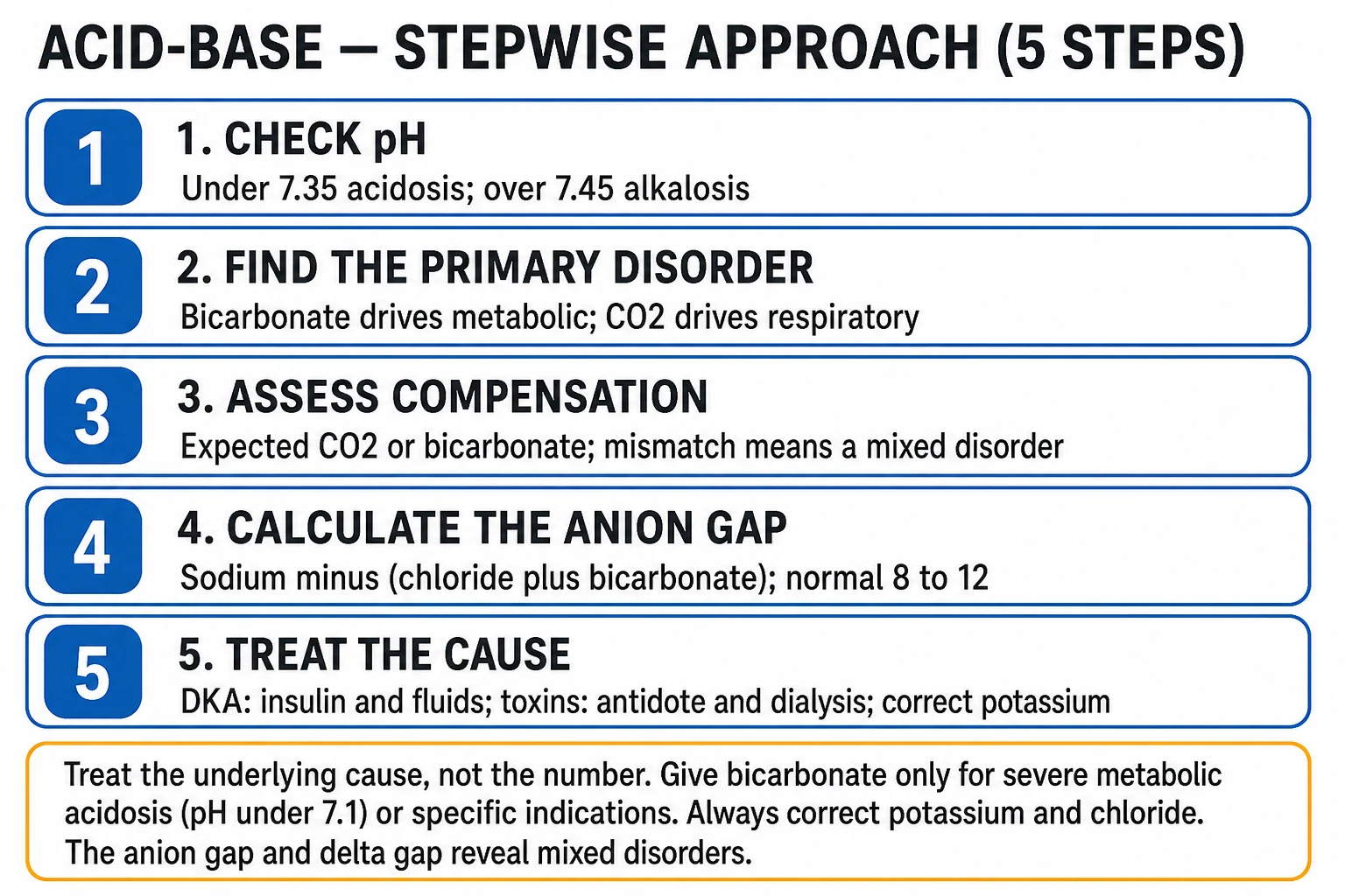 Management infographic: six-step diagnostic approach and the cardinal rules of treatment