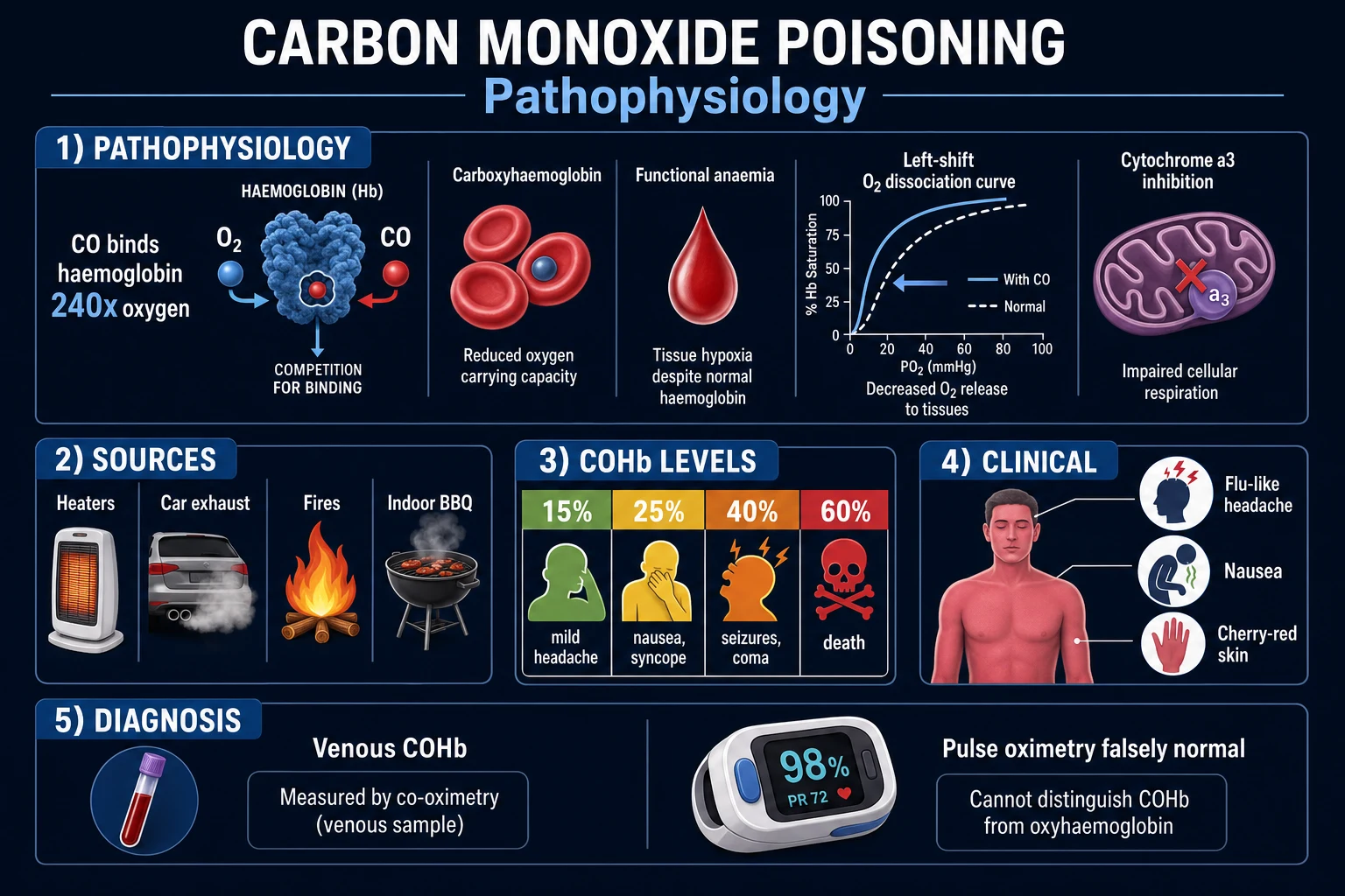 Carbon Monoxide Poisoning classification educational diagram