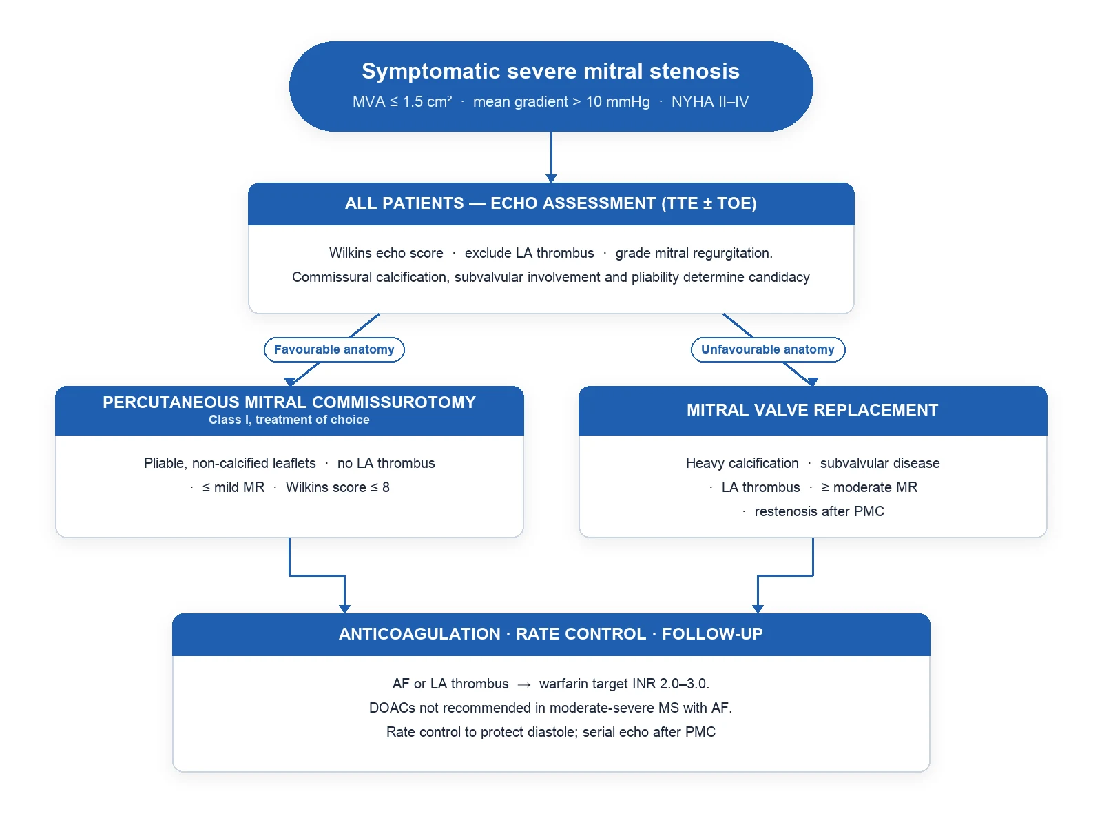 Mitral Stenosis management educational diagram