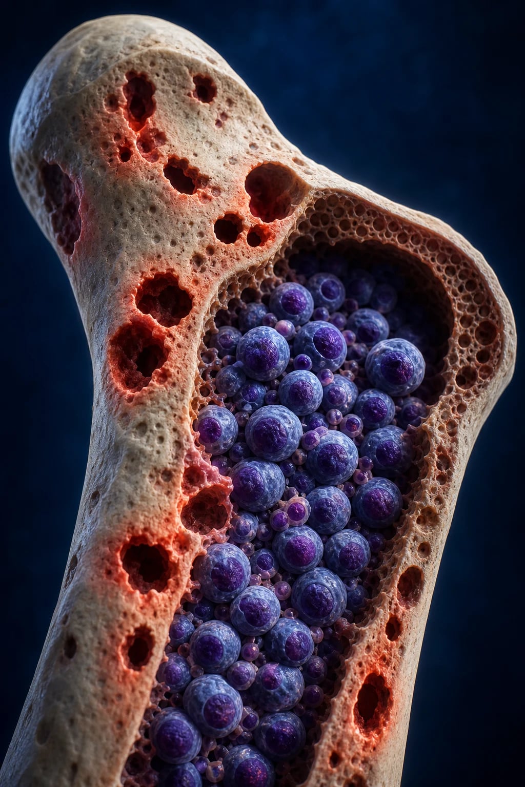 Clean management infographic: VRd induction, autologous SCT, lenalidomide maintenance, and relapsed/refractory and supportive therapy for multiple myeloma