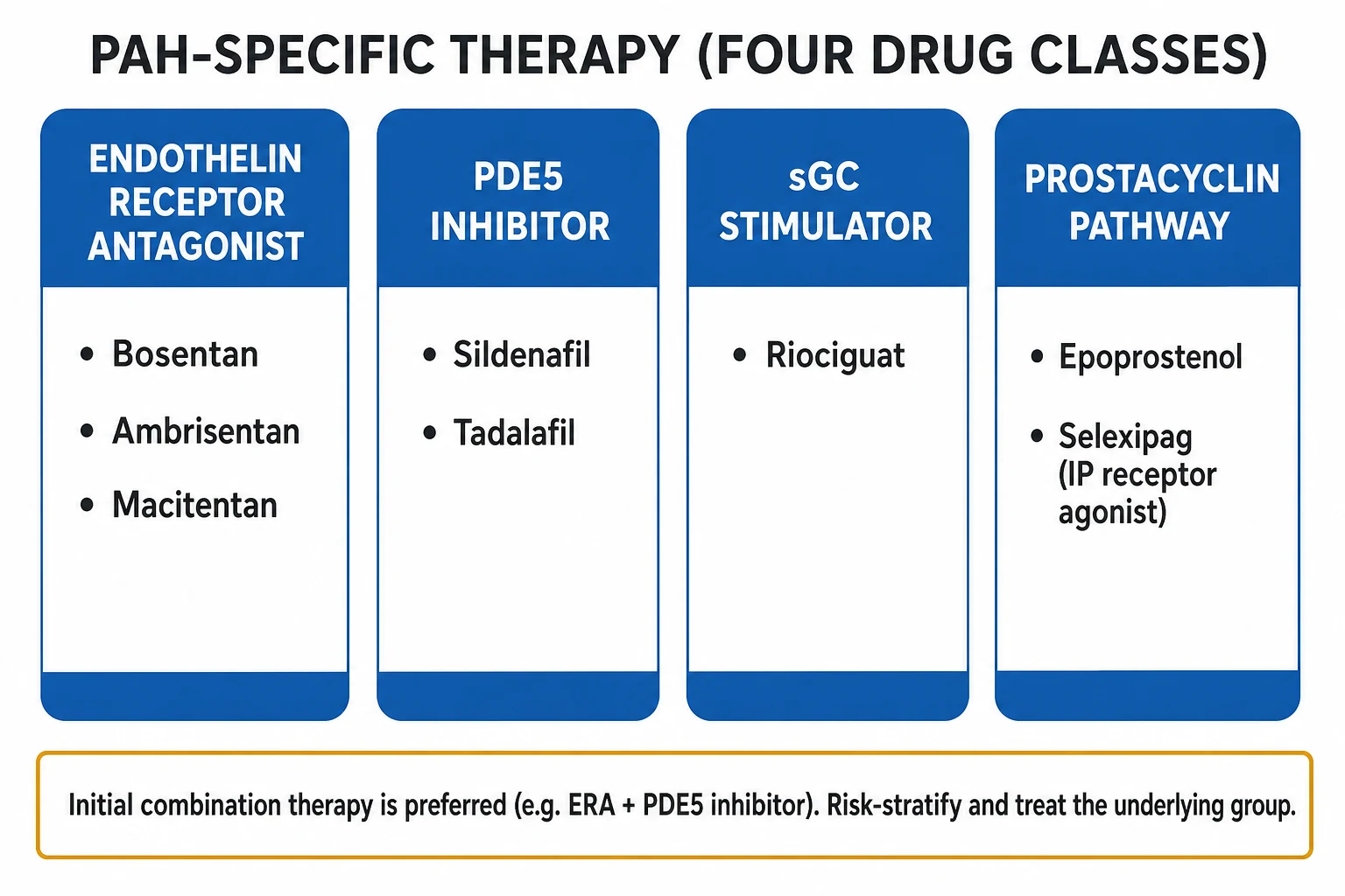 Pulmonary Hypertension therapy educational diagram