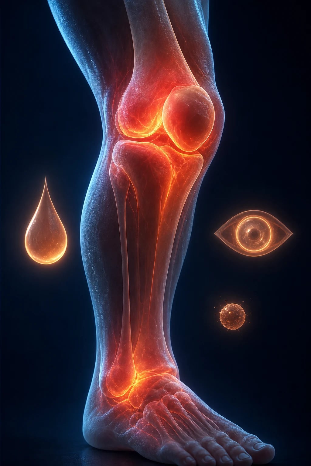Clean infographic: triggers plus Reiter triad plus extra-articular features plus synovial fluid interpretation