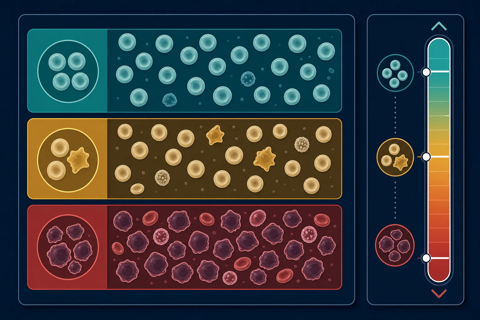 Mechanism infographic: central large IgM pentamer crowding a small vessel, with three radiating panels showing mucosal bleeding, sausage-string retinal veins and neurovascular sludging, plus a viscosity threshold bar